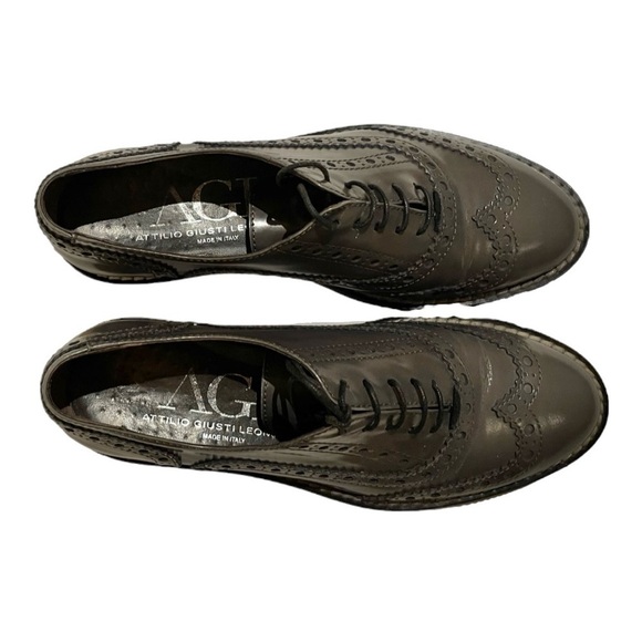 AGL ✘ NEW Patent Leather Lacercut Lace Up Loafers Oxford Shoes, Italy, Grey, 7.5 - Picture 3 of 7